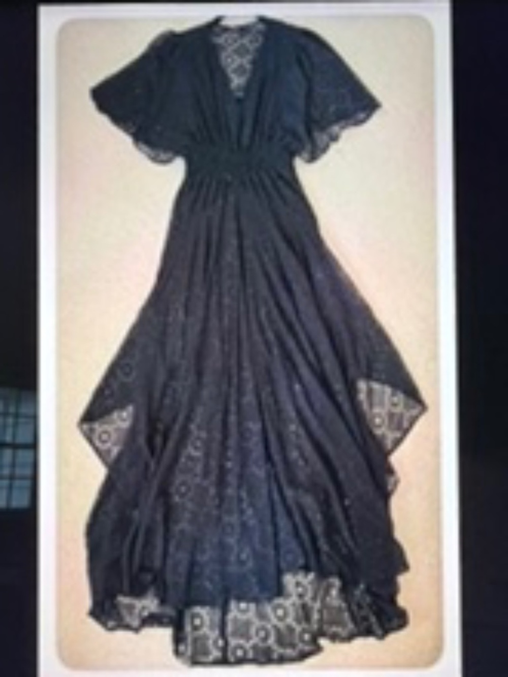 Maja Rachellim V-Neck Smocked Waist Eyelet Maxi Dress Black Size 38 US 6